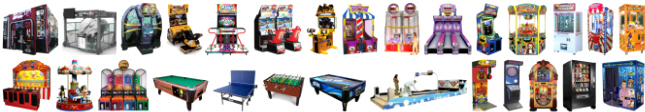 arcade machines, amusement devices, sports games, motion simulators and vending machines for sale