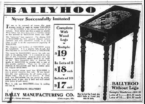 Ballyhoo Pinball Machine Sales Flyer / Advertisement From Bally Manufacturing Co.