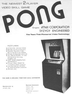 PONG Video Arcade Game Brochure Flyer - 1972 Atari / Syzygy