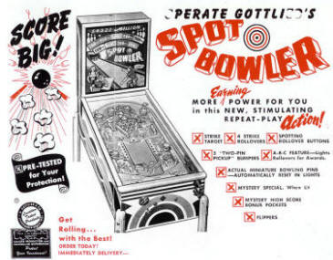 Spot Bowler Pinball Machine From D. Gottlieb 