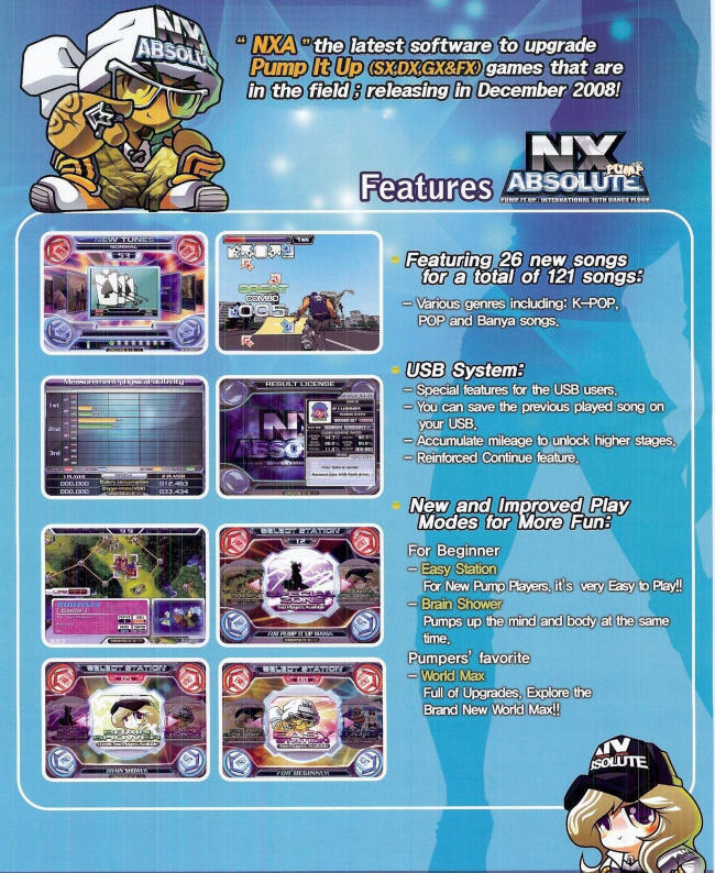 Pump It Up NX Abosolute / NXA Dance Floor Video Game Brochure - Back Page