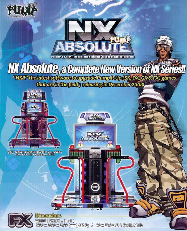 Pump It Up NX Abosolute / NXA Dance Floor Video Game Brochure - Front Page