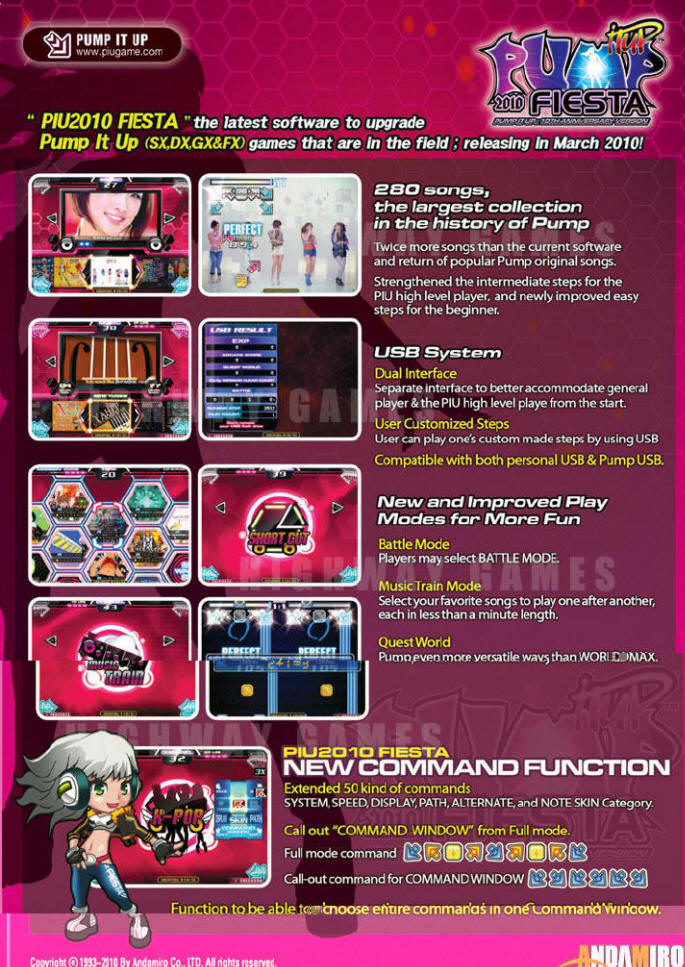 Pump It Up ! Fiesta 2010 Dance Arcade Machine Brochure - Back |  From Andamiro